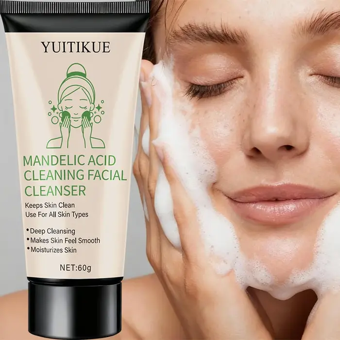 YUITIKUE Nettoyant pour le visage 60g - Formule à l'acide mandélique, nettoyage en profondeur douce,