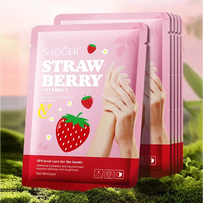 5 paires SADOER fraise masque pour les mains blanchissant hydratant anti-âge Anti rides exfoliant gants
