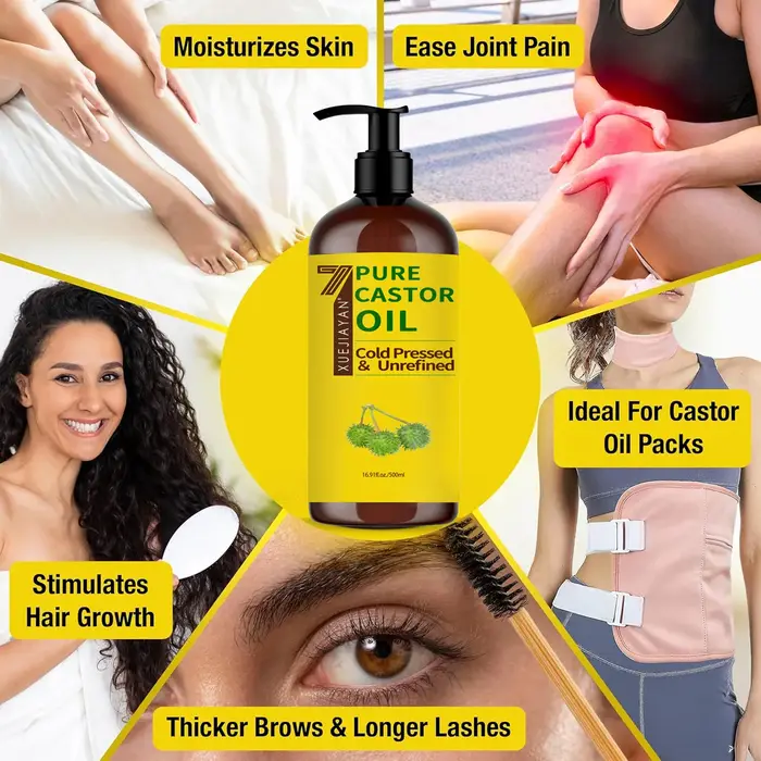 Huile de ricin 100 % pure pour la croissance des cils et des sourcils