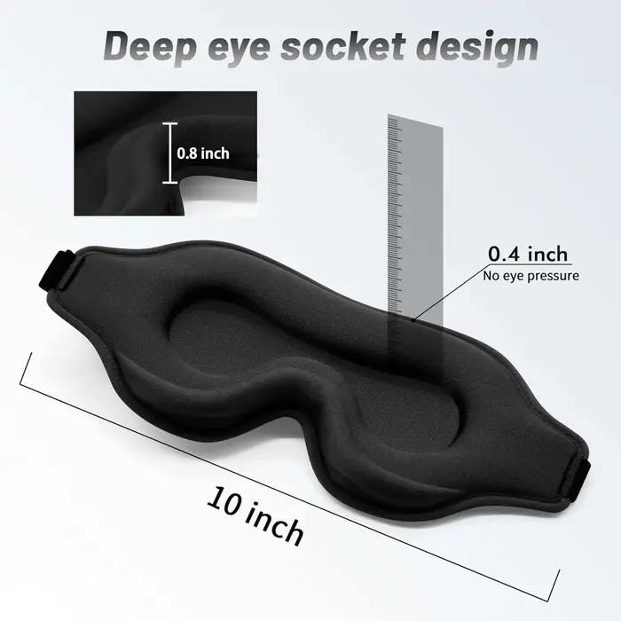 Masque de sommeil pour hommes et femmes, masque de sommeil 3D pour extensions de cils, bandeau occultant de voyage avec ajustement réglable