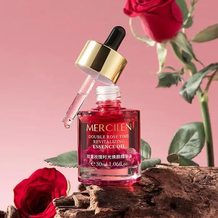 1/2/3pcs 30ML Double Rose Petal Radiance Essence Oil Soin du visage Raffermissant Hydratant Éclaircissant Sérum