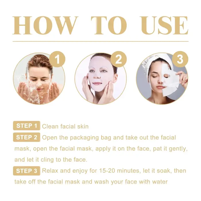 Masque facial coréen au collagène anti-rides, atténue les ridules, anti-âge, raffermit la peau, hydrate, éclaircit, soin de la peau
