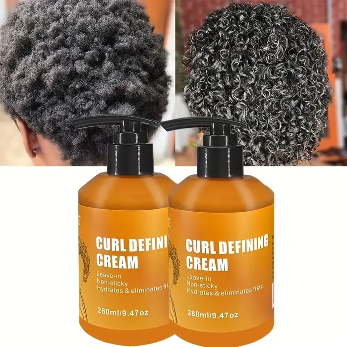 Paquet de 2 crèmes définies GZE CURL pour boucles longue durée sans frisottis – crème bouclée au noix de coco sans sulfate et paraben
