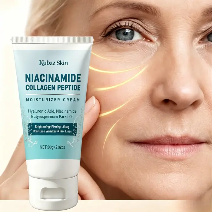 Crème hydratante à la niacinamide 80G/2.82Oz - Crème contenant de l'acide hyaluronique, de la céramide NP, de la niacinamide et du beurre de karité - Raffermit, améliore le relâchement cutané, amélior
