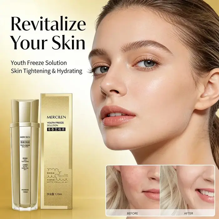 MERCILEN Youth Freeze Solution Sérum Visage Raffermissant Anti-Rides Hydratant et Nourrissant Traitement Anti-Teint Terne 120ml