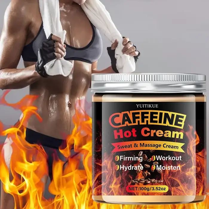 Crème chauffante à la caféine – Rassodante, hydratante et hydratante. Convient pour l'entraînement p