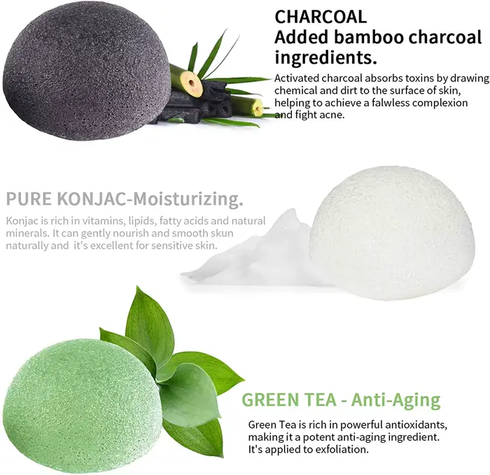 Éponge Konjac de nettoyage pour exfoliant le visage