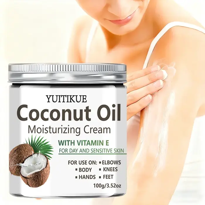 YUITIKUE Crème hydratante à l'huile de noix de coco légère et non collante, hydratation 24H pour le 