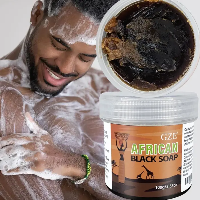 GZE Savon noir africain nettoyant 3 en 1 pour le visage