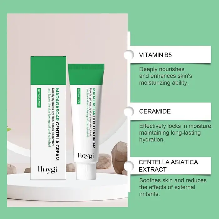 Crème Hydratante Apaisante à la Centella Asiatica, Absorption Rapide, Non Graisseuse, Hydratant Visage pour Soulager les Rougeurs, Soin de la Peau