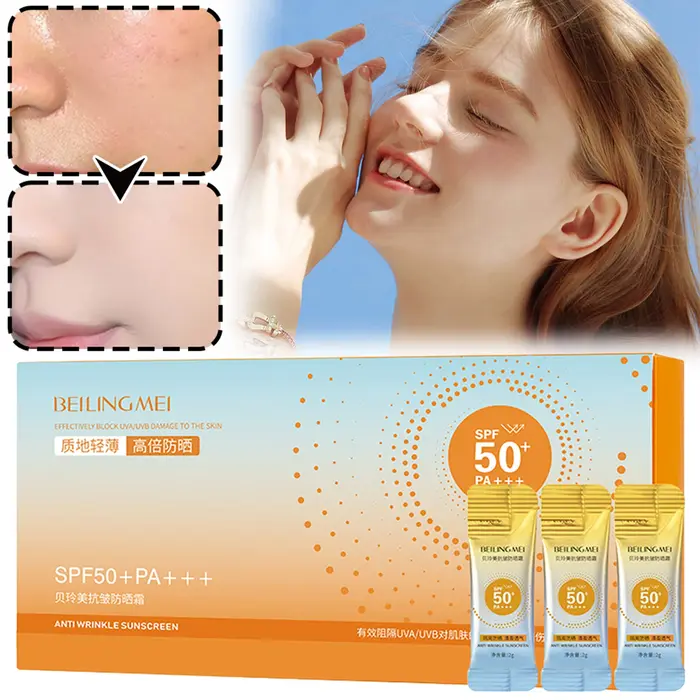 Paquets de lotion solaire SPF50