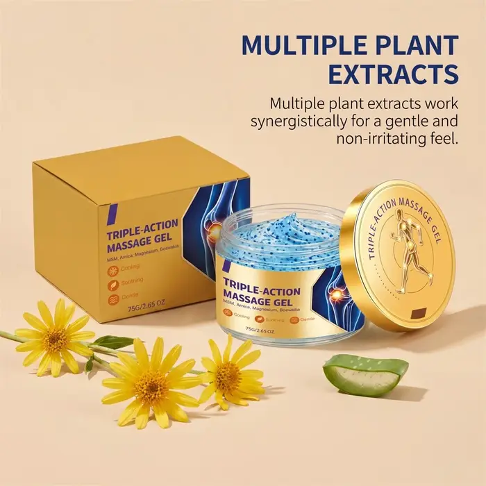 Gel de massage apaisant à base d'eau, hydrate et nourrit la peau en profondeur, non gras et facile à nettoyer, pour une routine quotidienne d'hydratation de la peau.