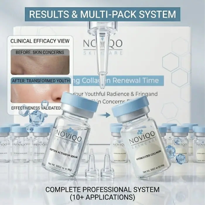 NOVIQO Sérum Visage au Collagène de Soie Anti-rides Anti-âge Liftant Raffermissant Atténue les Ridules Hydratant Éclaircissant Soin de la Peau