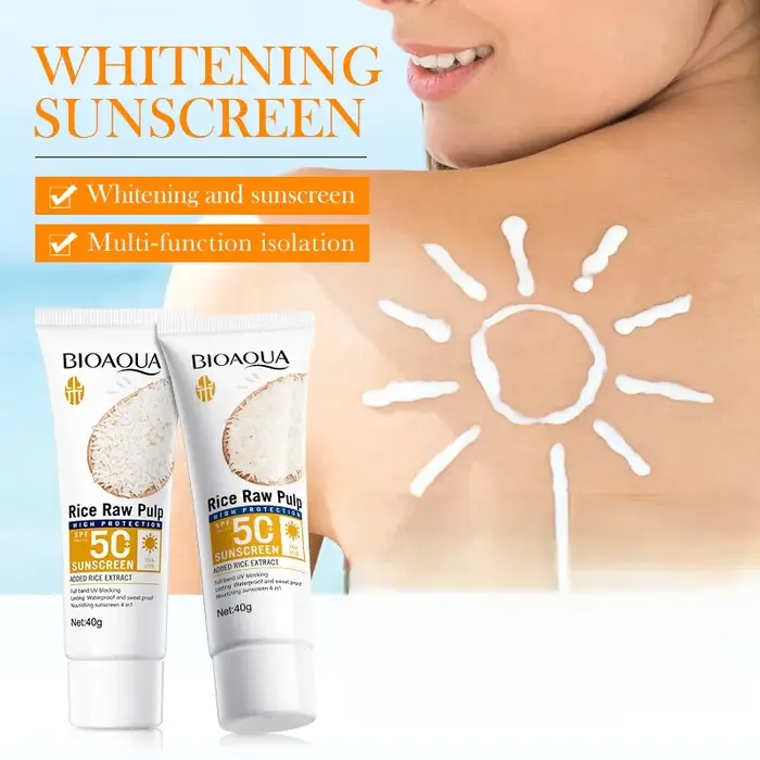Purée de riz crème solaire SPF50 + PA + protection solaire/UV rafraîchir Non collant imperméable résistant à la sueur