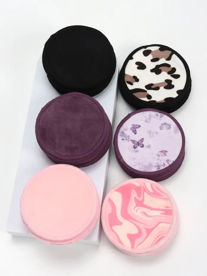 Tampons démaquillants ronds doubles 20 pièces + sac en maille de nettoyage
