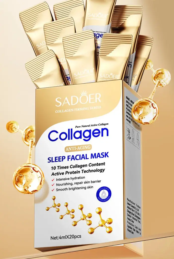 30 pièces SADOER collagène dormir masques faciaux visage soins de la peau hydratant éclaircissant raffermissant