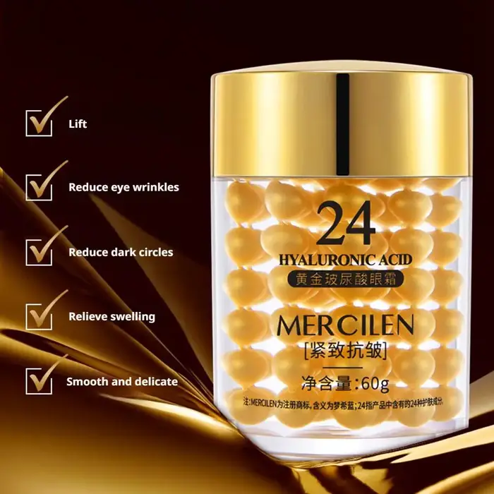 1/2PCS Mercilen Crème pour les yeux à l'acide hyaluronique 24K Or