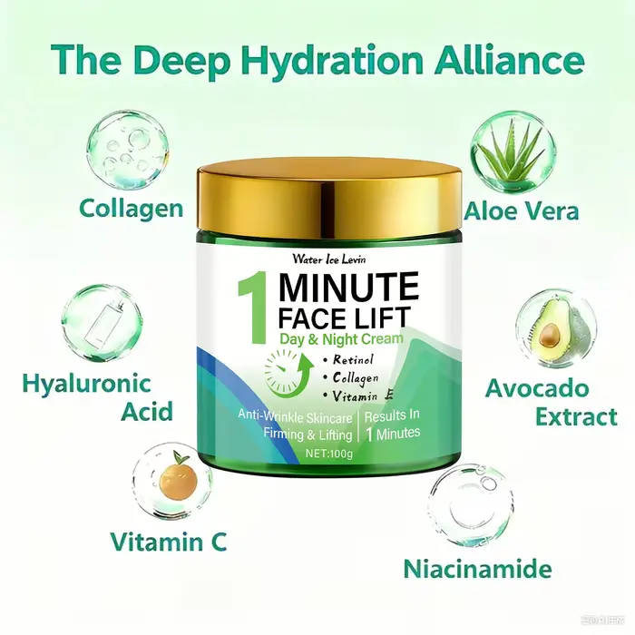 Minute Face Lift Jour Nuit Crème Rétinol Collagène Vitamine E. Lifting Visible 1
