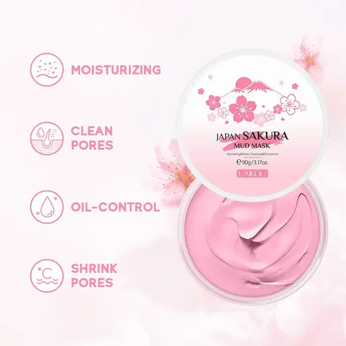Laikou Sakura masque de boue nettoyage en profondeur contrôle de l'huile équilibre antioxydant rétrécissement des Pores