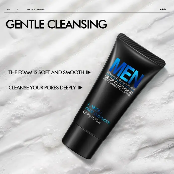 LAIKOU hommes nettoyant pour le visage lavage du visage hydratant homme soins de la peau contrôle du sébum points noirs enlever gommage cosmétiques profond Norishing