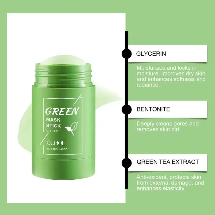 40g supprimer points noirs thé vert masque solide nettoie les Pores bâton imperfections du visage