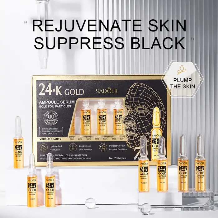 SADOER 24k Ampoule d'or huile d'essence pour le visage hydratant raffermissant acide hyaluronique sérum éclaircissant