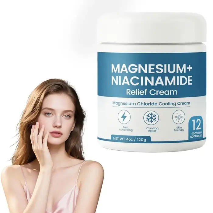 Crème au magnésium pour soulager les nerfs avec niacinamide, hydratante, réparatrice de la barrière cutanée pour les genoux, les articulations, les muscles, massage