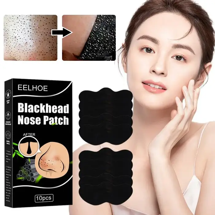 10 pièces points noirs enlever masque bandes nasales rétrécissement nettoyage pores nez tête noire