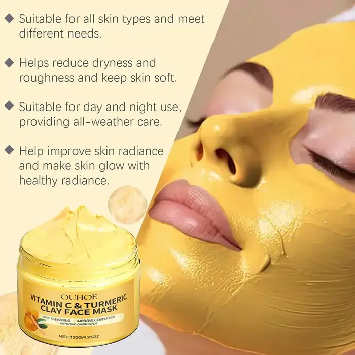 Masque à l'argile au curcuma et à la vitamine C pour peaux ternes et sujettes aux imperfections