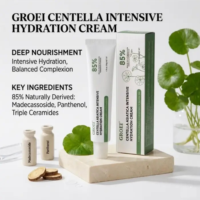 Crème pour le visage à la Centella Asiatica, réparatrice de la barrière cutanée à la céramide, hydratante pour les peaux sensibles sujettes à l'acné, crème de nuit apaisante et hydratante