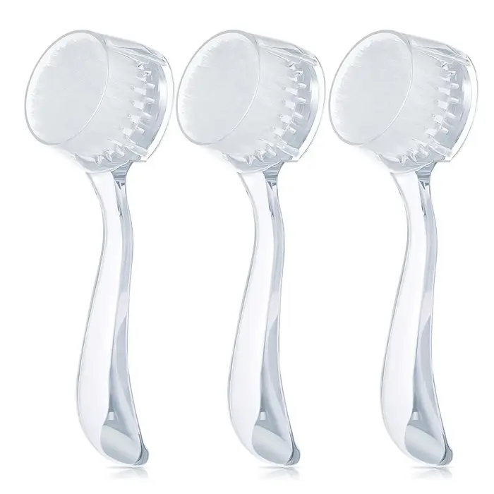 Brosse nettoyante pour le visage avec poignée en acrylique, poils doux, brosse nettoyante exquise, 3