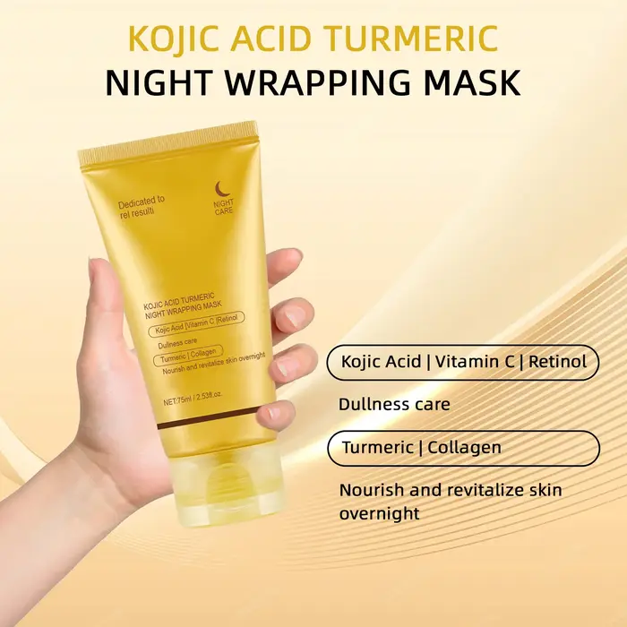 Masque Facial enveloppant de nuit au curcuma à l'acide kojique