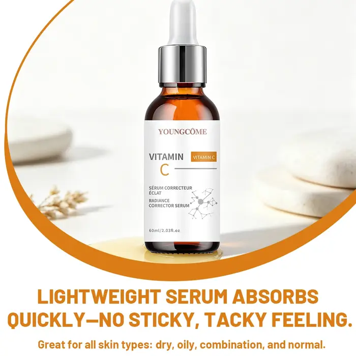 Sérum à la vitamine C, Essence nourrissante quotidienne pour le visage, hydratante et antioxydante, sérum apaisant et rafraîchissant pour le soin du visage, 40/60 ml