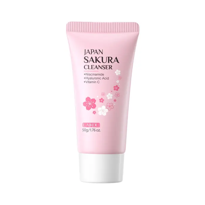 Nettoyant visage Laikou Sakura, nettoyage en profondeur des pores, contrôle du sébum, hydratant, écl