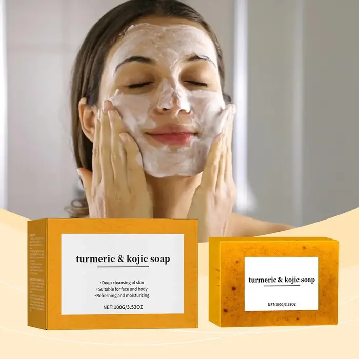 Savon Purifiant Citron Curcuma 1/2/3/4/5/10 Pièces – Barre Nettoyante Éclaircissante Douce et Profonde pour Visage et Corps