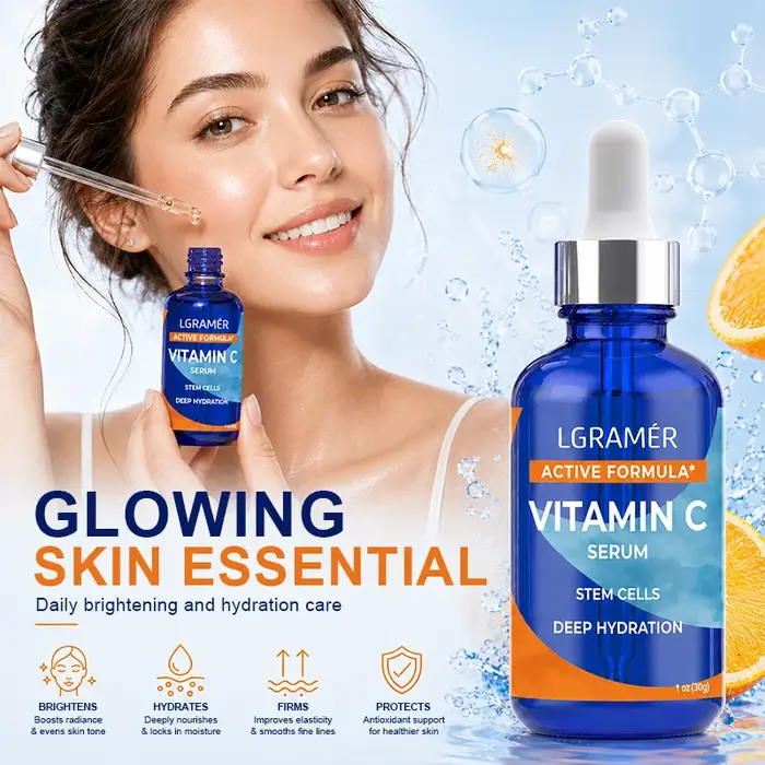 Sérum à la vitamine C, formule active, cellules souches, essence faciale, hydratation, antioxydant, éclaircissement de la peau terne, raffermissement, lissage, anti-âge