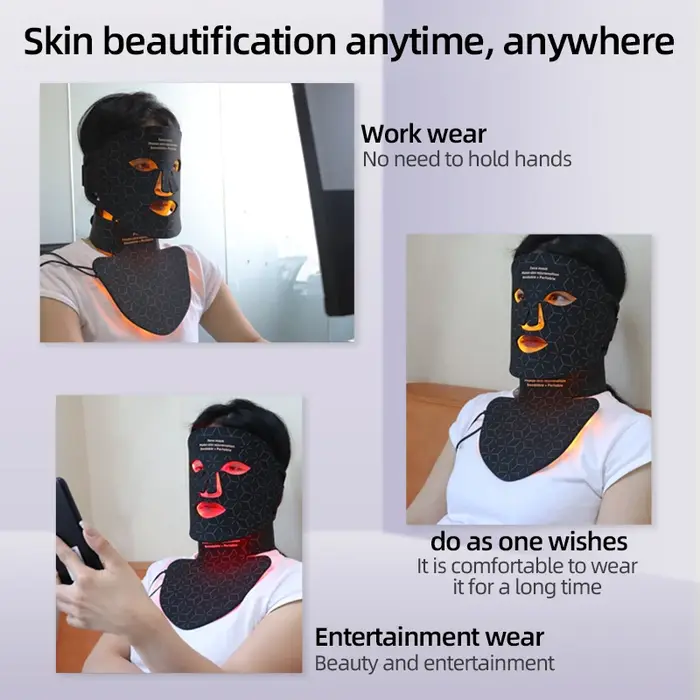 Masque facial à LED 4 couleurs avec cou