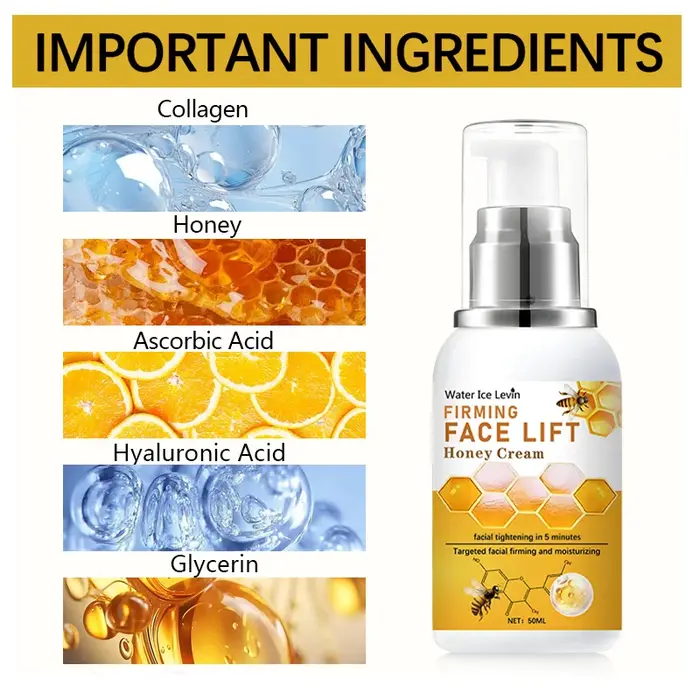 Crème de lifting instantanée au miel et pour la peau ferme