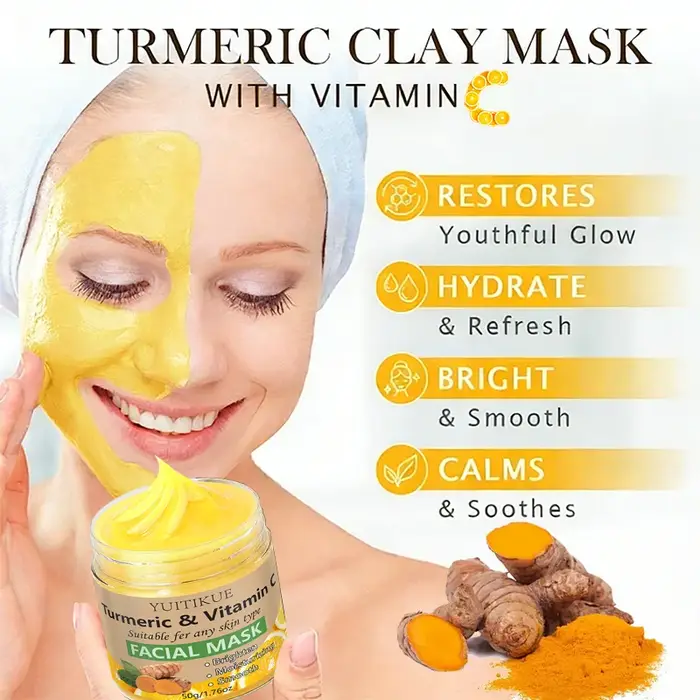 Masque visage YUITIKUE au curcuma et à la vitamine C - Formule éclaircissante