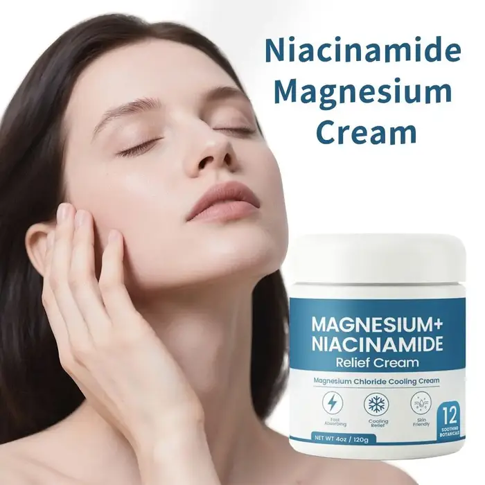 Crème au magnésium pour soulager les nerfs avec niacinamide, hydratante, réparatrice de la barrière cutanée pour les genoux, les articulations, les muscles, massage