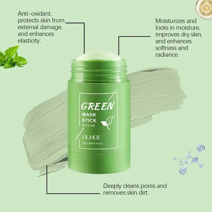 40g supprimer points noirs thé vert masque solide nettoie les Pores bâton imperfections du visage