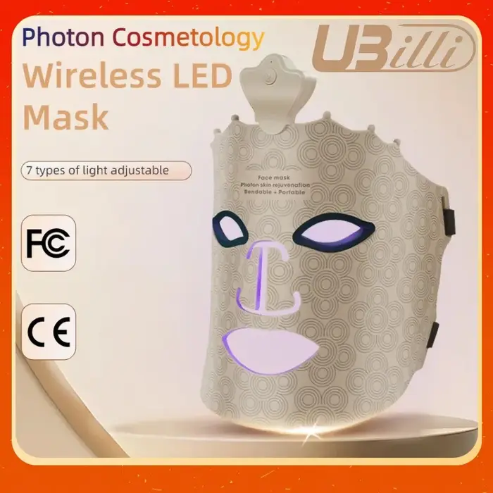 Masque Facial Led luminothérapie 7 couleurs masque en Silicone visage complet 240 perles de lampe sans fil thérapie par la lumière rouge masque Photon