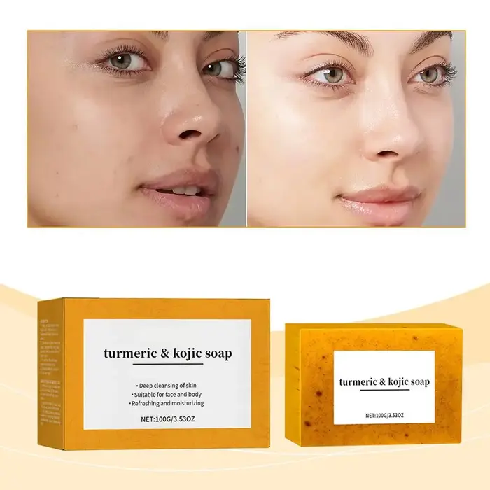 Savon Purifiant Citron Curcuma 1/2/3/4/5/10 Pièces – Barre Nettoyante Éclaircissante Douce et Profonde pour Visage et Corps