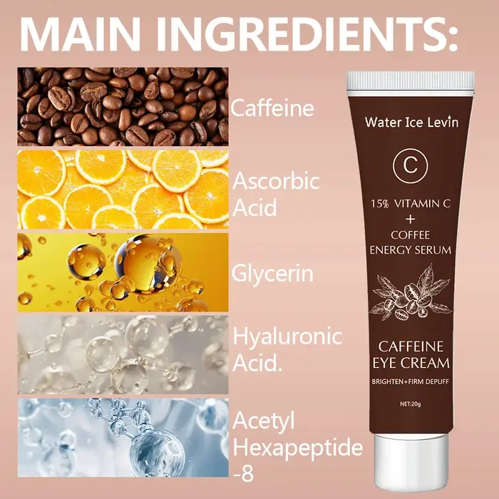 Crème pour les yeux à la caféine avec 15% de vitamine C pour éclaircir les cernes et resserrer la peau