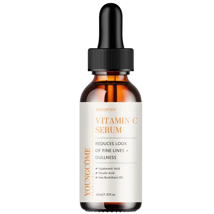 Sérum à la vitamine C hydratant pour le visage avec acide hyaluronique, acide férulique et huile d'argousier pour une nutrition quotidienne de la peau, léger