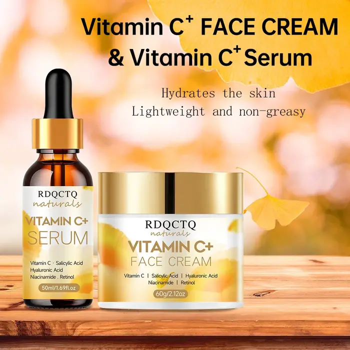 Ensemble de 2 pièces crème et sérum à la vitamine C : titre optimisé avec des ingrédients clés et des configurations