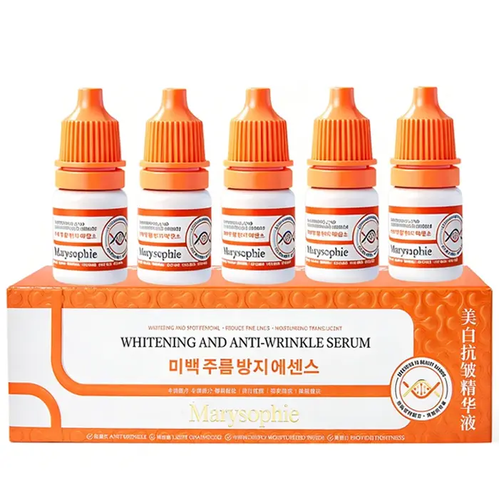 Sérum Éclaircissant Visage Peau Foncée – Essence Hydratante Lissante et Adoucissante Anti-Rides et Anti-Imperfections – 5 pièces/boîte