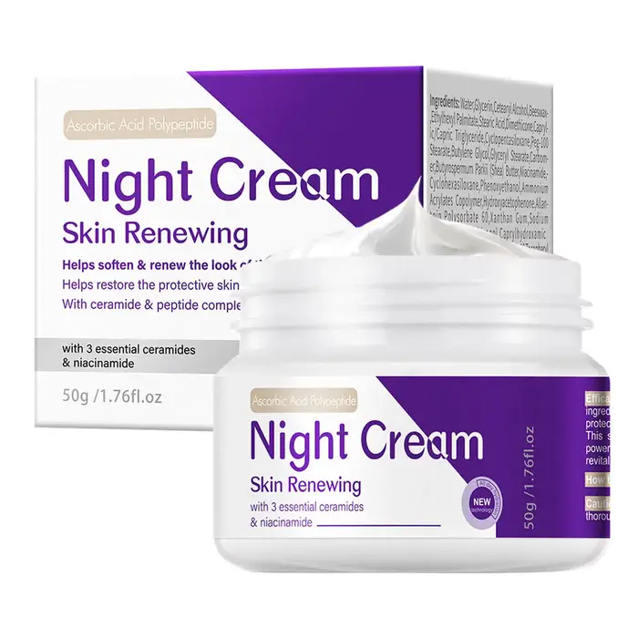 Crème de nuit nourrissante 50g, hydratation longue durée, raffermit la peau, légère et non grasse, f