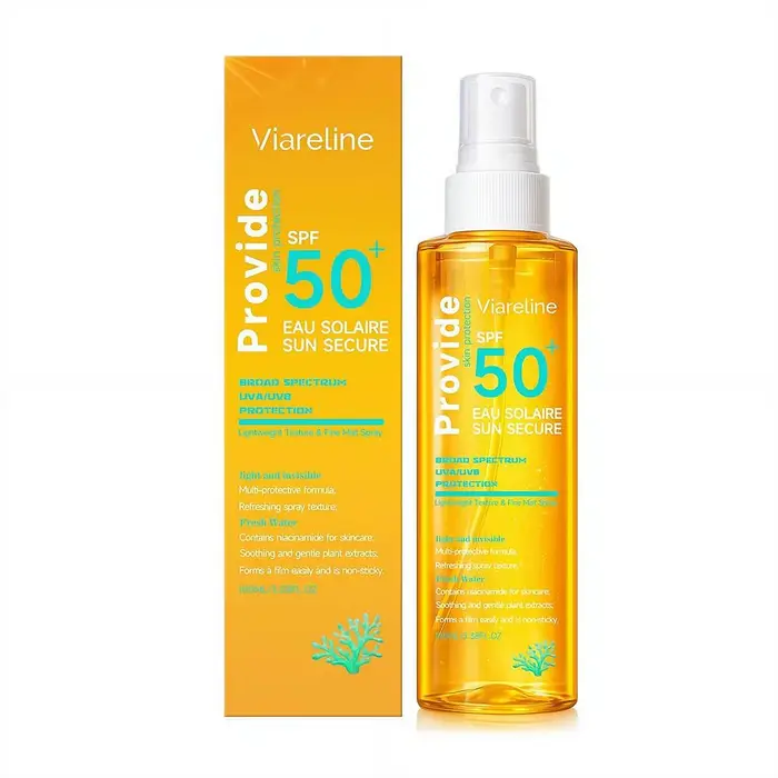 Spray solaire invisible SPF50+ Léger et non gras Texture transparente Protection