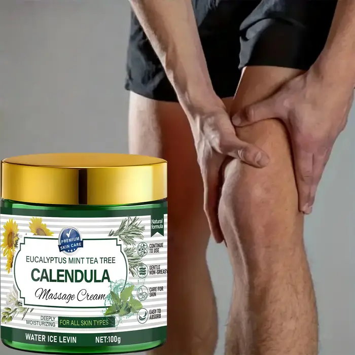 Crème de massage au calendule d'arbre à thé à la menthe d'eucalyptus avec rétinol et Niacinamide - Soins apaisants pour le corps
